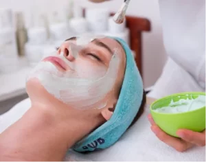 Deep cleansing facial treatment with organic products to refresh the skin